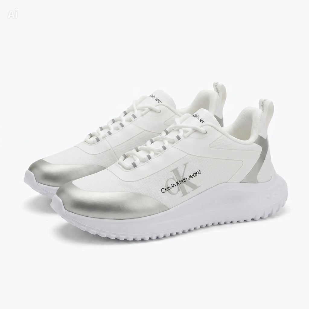 Calvin Klein Eva Runner Low Lace - White/Silver - Black (YW0YW02080-01V) ULTIMOS PARES.